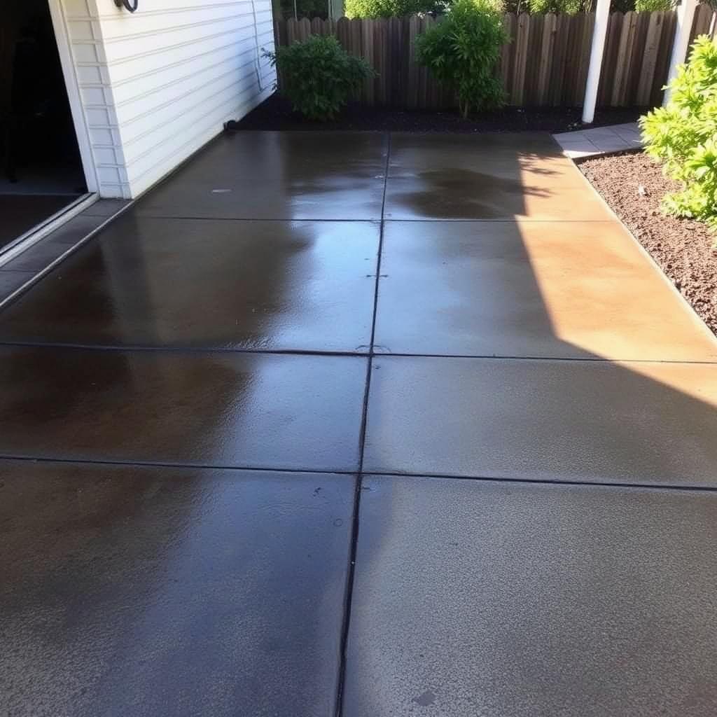 Driveway before pressure washing